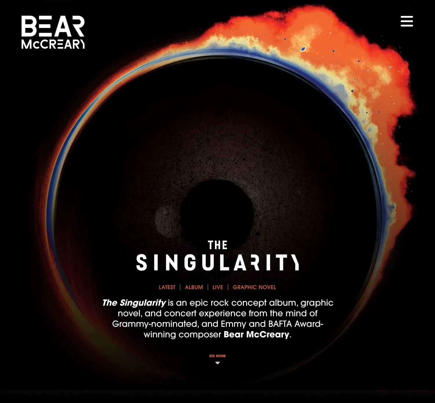 Bear McCreary The Singularity Website Design Home Page