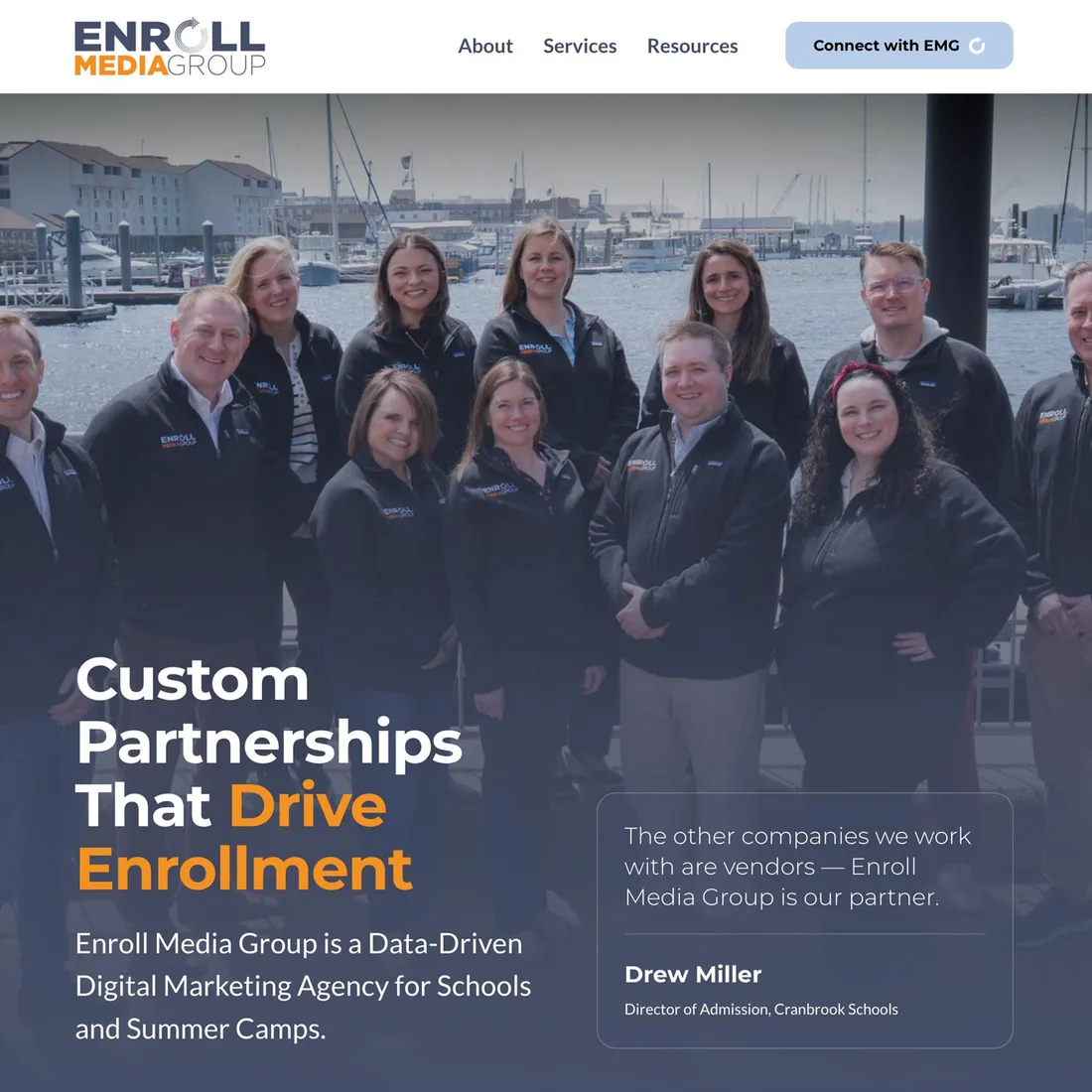 Enroll Media Group website homepage design