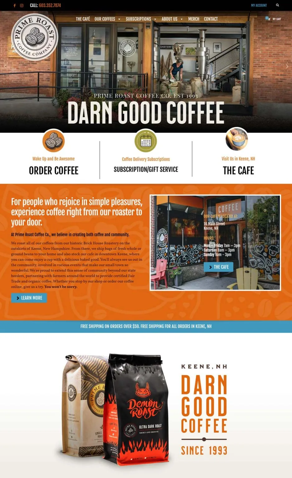 Prime Roast Coffee Websit Design Homepage 1