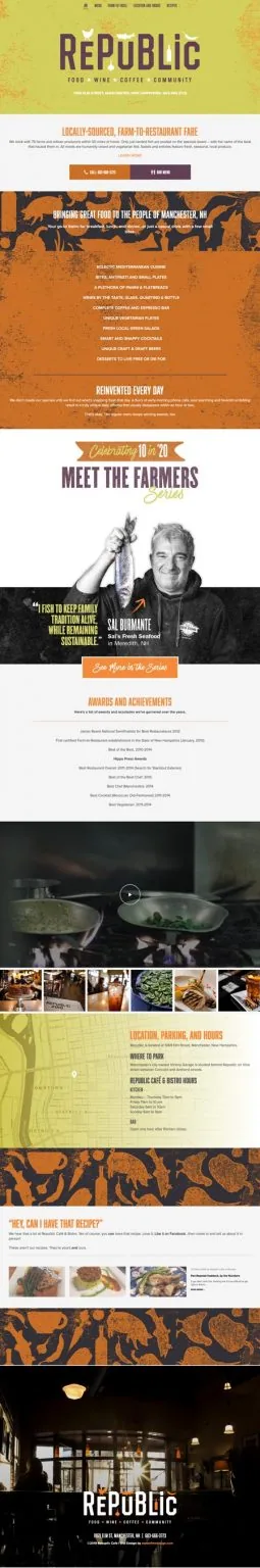 Republic Cafe Manchester NH Webpage Design