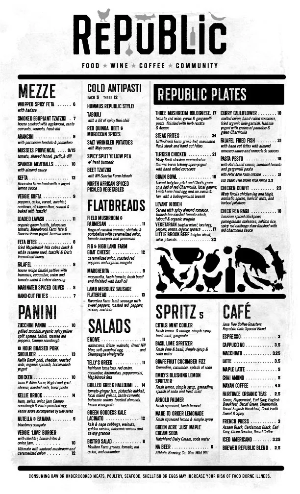 Republic Cafe Menu Design Front