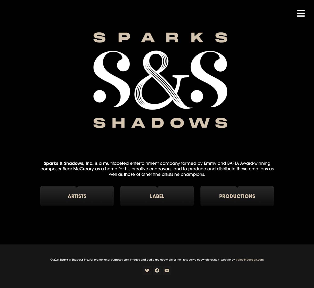 Sparks and Shadows Website Design