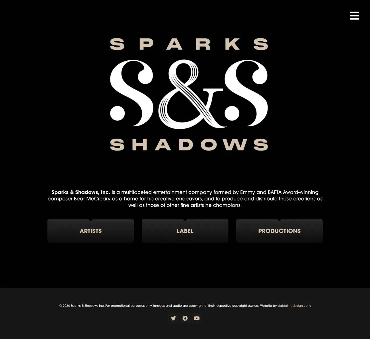 Sparks and Shadows Website Design