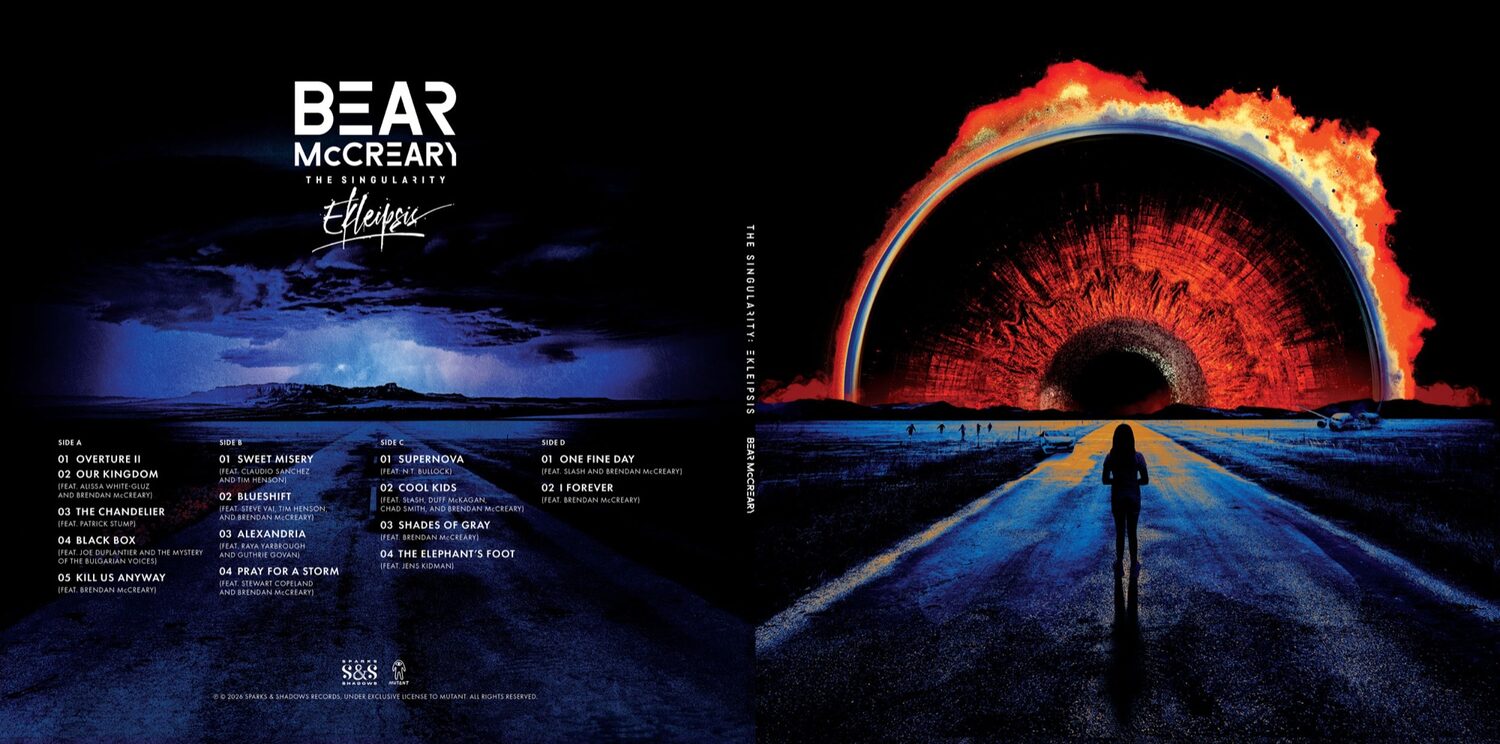 Ekleipsis vinyl jacket, front, spine, and back